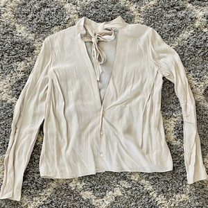 Marni Cream Lightweight Neck Tie Long Sleeve shirt. Size 38 US 2 )